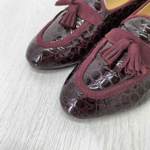 ギンザヨシノヤ GINZA Yoshinoya クロコ 型押 タッセル ローファー レディース 23 1/2