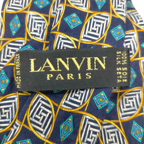 ランバン パリ LANVIN PARIS OLD MADE IN FRANCE フランス製 絹 シルク 100% 総柄 ネクタイ メンズ