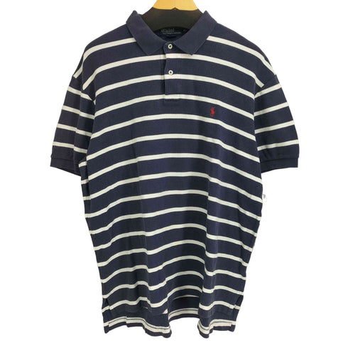 ポロバイラルフローレン Polo by RALPH LAUREN スモールポニー刺繍ボーダー S/S ポロシャツ メンズ import:XL