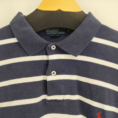 ポロバイラルフローレン Polo by RALPH LAUREN スモールポニー刺繍ボーダー S/S ポロシャツ メンズ import:XL