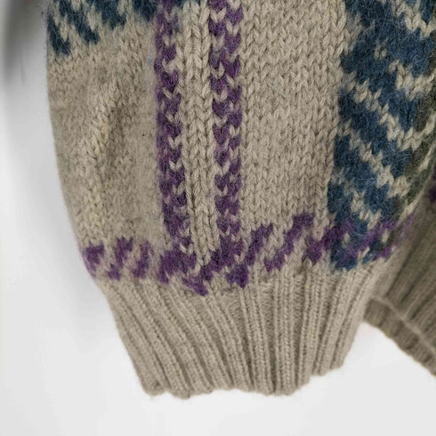 ボストントレーダーズ BOSTON TRADERS 90S 総柄 ウール クルーネック ニットセーター レディース import:M