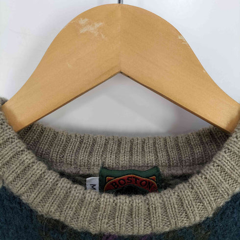 ボストントレーダーズ BOSTON TRADERS 90S 総柄 ウール クルーネック ニットセーター レディース import:M