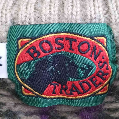 ボストントレーダーズ BOSTON TRADERS 90S 総柄 ウール クルーネック ニットセーター レディース import:M
