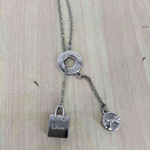 クリスチャンディオール Christian Dior ロゴ ラリアット ロングネックレス レディース