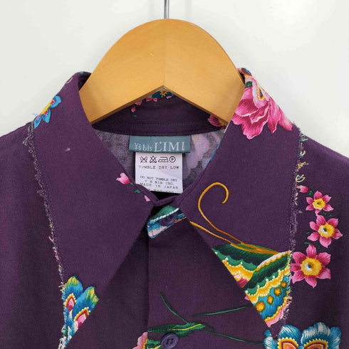 ワイズビスリミ Ys bis LIMI 90S 総柄 蝶々 花 袖ダブル デカ襟 ウエスタンシャツ レディース