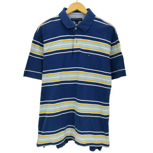 トミーヒルフィガー TOMMY HILFIGER 90s マルチボーダー ポロシャツ メンズ import:XL