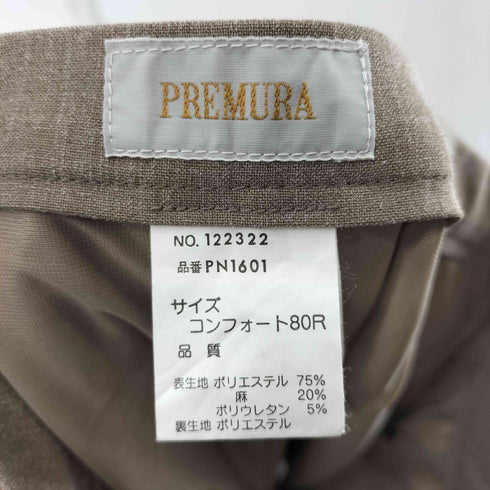 PREMURA ポリエステルリネン混 2タック ストレートスラックス メンズ コンフォート80R