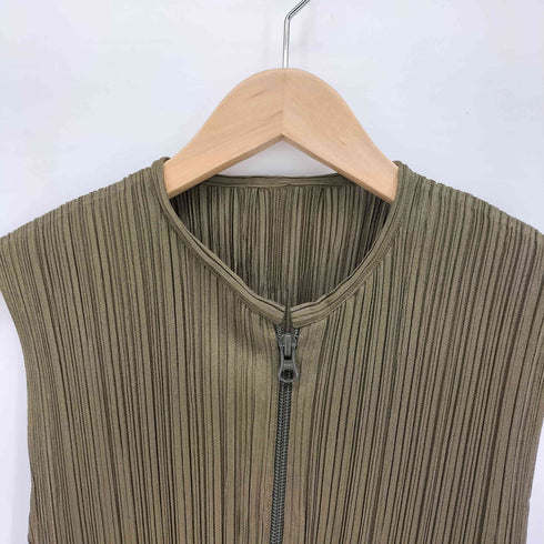 プリーツプリーズイッセイミヤケ PLEATS PLEASE ISSEY MIYAKE 90S 97AW ノースリーブ ジップアップ プリーツベスト ダブルジップ レディース JPN:3