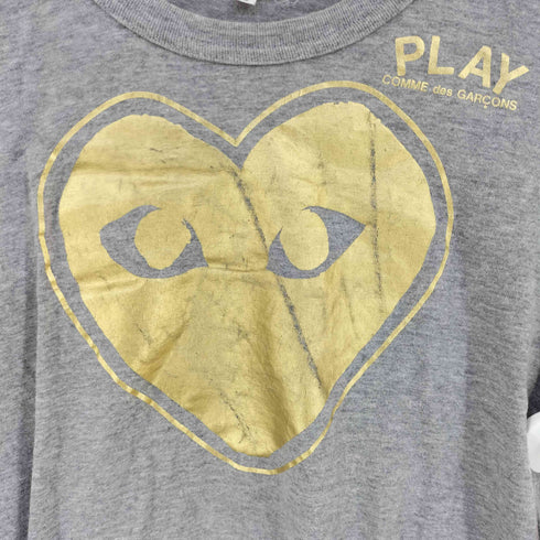 プレイコムデギャルソン PLAY COMME des GARCONS AD2010 ゴールドハートロゴプリントTシャツ レディース S