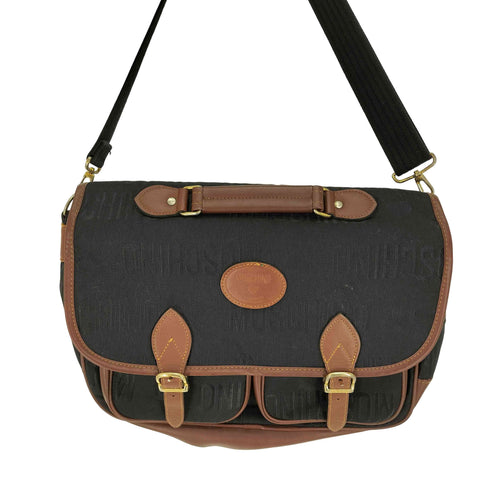 モスキーノ MOSCHINO 総柄 2WAY キャンバス レザー ショルダー バッグ レディース