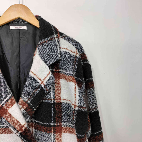 mily bilet 25AW チェック柄 コクーン シルエット ダブル ジャケット コート レディース JPN:XL