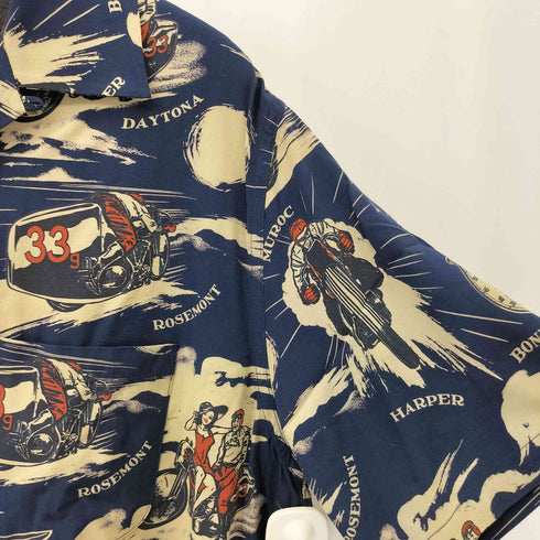 オールドクロウ OLD CROW 24SS BLACKBIRD – S/S SHIRTS 総柄 レーヨン 半袖シャツ メンズ JPN:L