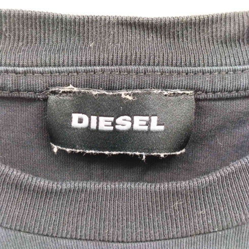 ディーゼル DIESEL 裁断 ロゴ プリント L/S クルーネック Tシャツ メンズ import:XS