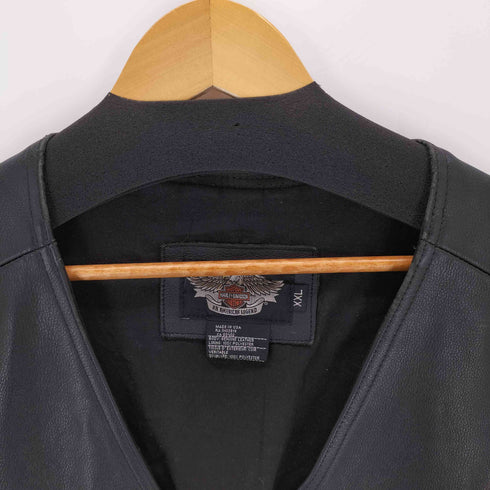 ハーレーダビッドソン HARLEY-DAVIDSON MADE IN USA 刺繍デザインレザーベスト メンズ JPN:XXL