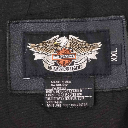 ハーレーダビッドソン HARLEY-DAVIDSON MADE IN USA 刺繍デザインレザーベスト メンズ JPN:XXL