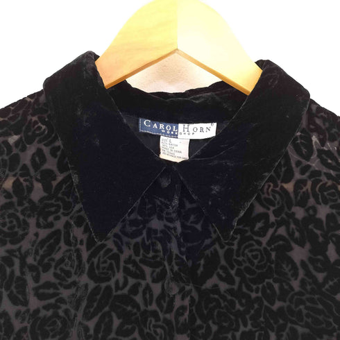 CAROL HORN シースルー ベロア 花柄 シャツ レディース import:L