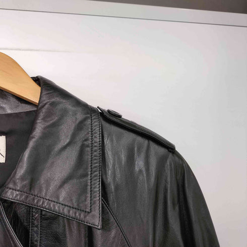 Angel Leather レザー ダブル ブレスト トレンチ コート レディース JPN:9号