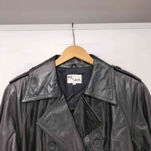 Angel Leather レザー ダブル ブレスト トレンチ コート レディース JPN:9号
