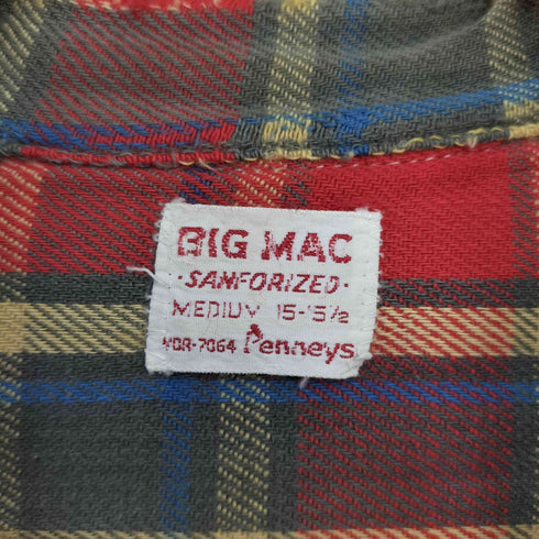 ビッグマック BIG MAC 60S チェック ヘビーネルシャツ メンズ 15-15½