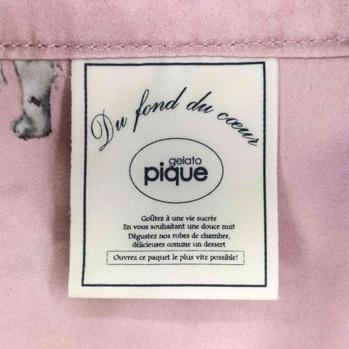 ジェラートピケ gelato pique キャットモチーフサテンシャツ セットアップ オフホワイト レディース