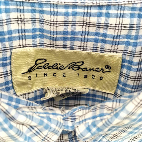 エディーバウアー Eddie Bauer コットン ポプリン チェック L/S ボタンダウン シャツ メンズ import:M
