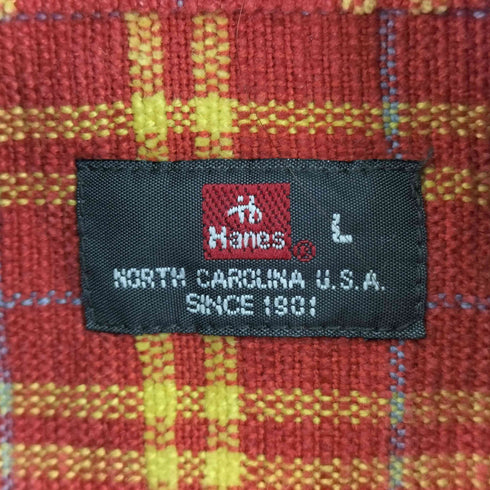 ヘインズ Hanes 70s チェック柄 L/S シャツ メンズ JPN:L