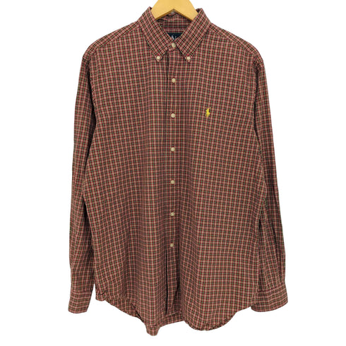 ラルフローレン RALPH LAUREN 90-00s CLASSIC FIT ポニー刺繍 ボタンダウン タータン チェックシャツ メンズ import:L