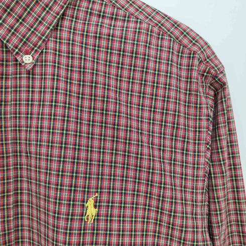 ラルフローレン RALPH LAUREN 90-00s CLASSIC FIT ポニー刺繍 ボタンダウン タータン チェックシャツ メンズ import:L
