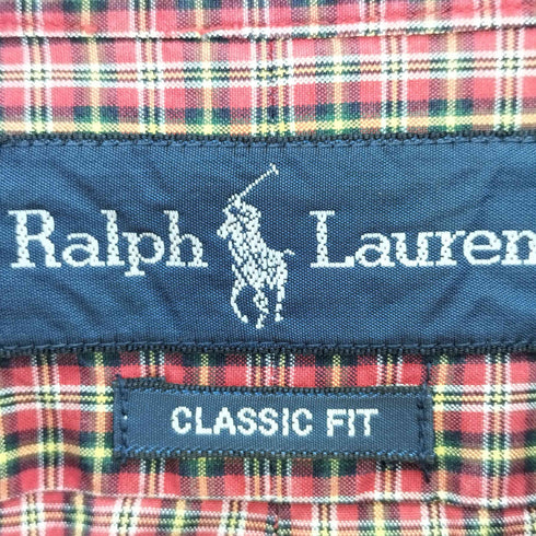 ラルフローレン RALPH LAUREN 90-00s CLASSIC FIT ポニー刺繍 ボタンダウン タータン チェックシャツ メンズ import:L