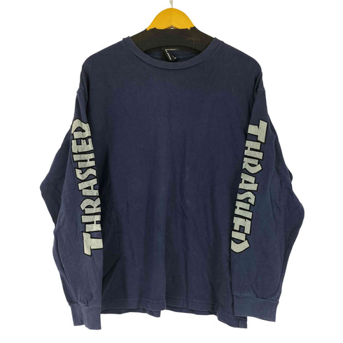 スラッシャーマガジン THRASHER MAGAZINE L/S 袖フロッキープリント Tシャツ メンズ