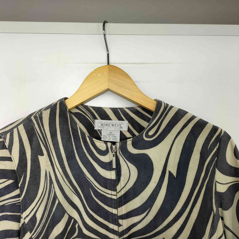 ナインウエスト NINE WEST 90s 総柄 リアルスエードレザー ジップアップジャケット レディース US:6
