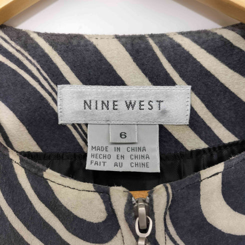 ナインウエスト NINE WEST 90s 総柄 リアルスエードレザー ジップアップジャケット レディース US:6