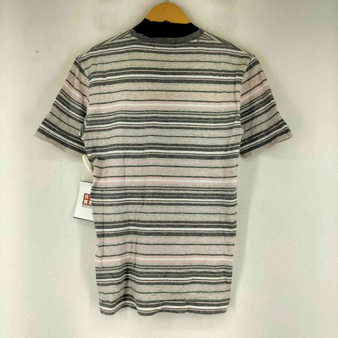 バーバリーブラックレーベル BURBERRY BLACK LABEL ワンポイントロゴ刺繍 VネックボーダーTシャツ レディース JPN:2