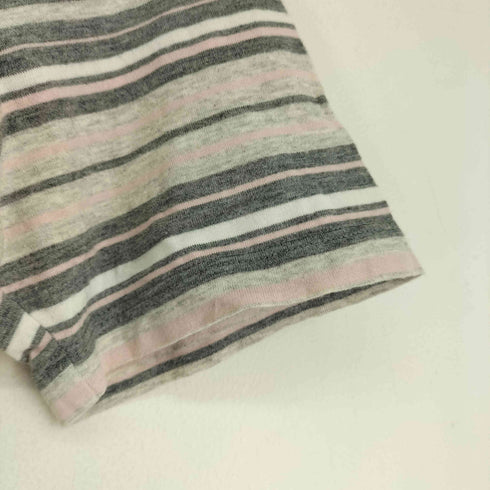 バーバリーブラックレーベル BURBERRY BLACK LABEL ワンポイントロゴ刺繍 VネックボーダーTシャツ レディース JPN:2