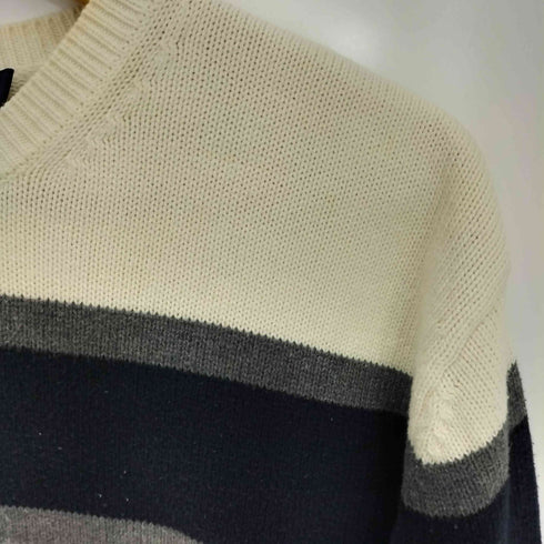 ノーティカ NAUTICA 00s ロゴ刺繍 マルチボーダー コットンニット メンズ import:L