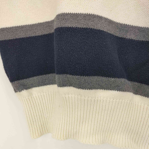 ノーティカ NAUTICA 00s ロゴ刺繍 マルチボーダー コットンニット メンズ import:L