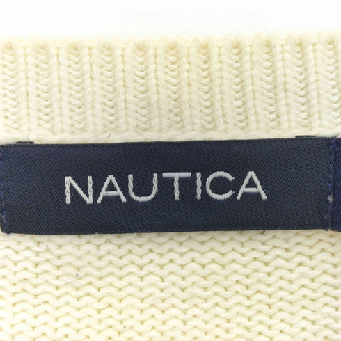 ノーティカ NAUTICA 00s ロゴ刺繍 マルチボーダー コットンニット メンズ import:L