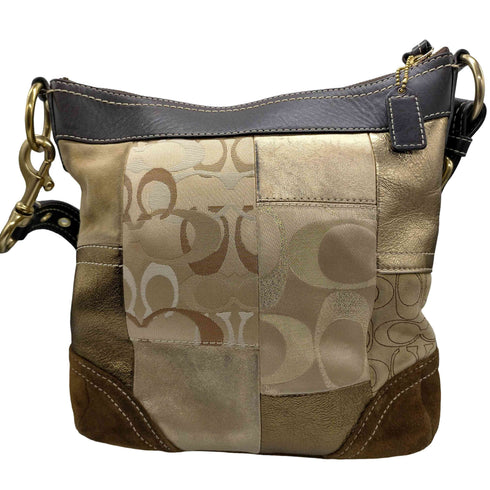 コーチ COACH Metallic Patchwork Leather Crossbody Bag メタリック パッチワーク レザー クロスボディ ショルダー バッグ レディース