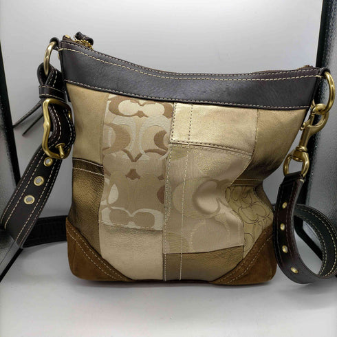 コーチ COACH Metallic Patchwork Leather Crossbody Bag メタリック パッチワーク レザー クロスボディ ショルダー バッグ レディース