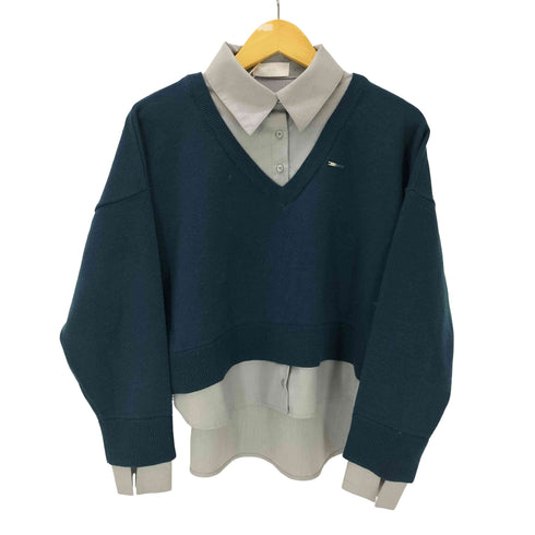 ハレ HARE 25AW シャツ ドッキング Vネック ニット セーター レディース FREE