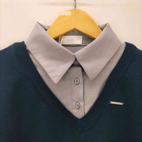 ハレ HARE 25AW シャツ ドッキング Vネック ニット セーター レディース FREE