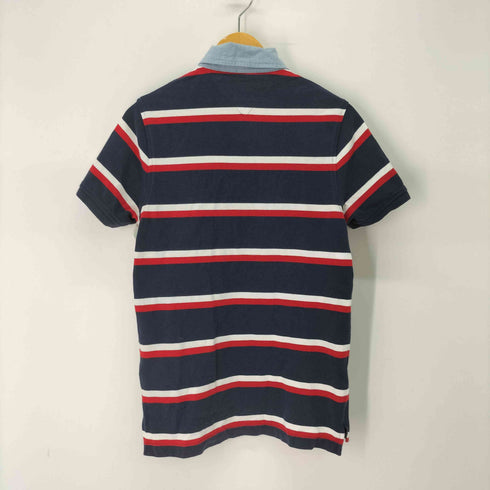 トミーヒルフィガー TOMMY HILFIGER Slim Fit ロゴワッペン ボーダー S/S ポロシャツ メンズ import:M