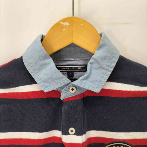トミーヒルフィガー TOMMY HILFIGER Slim Fit ロゴワッペン ボーダー S/S ポロシャツ メンズ import:M