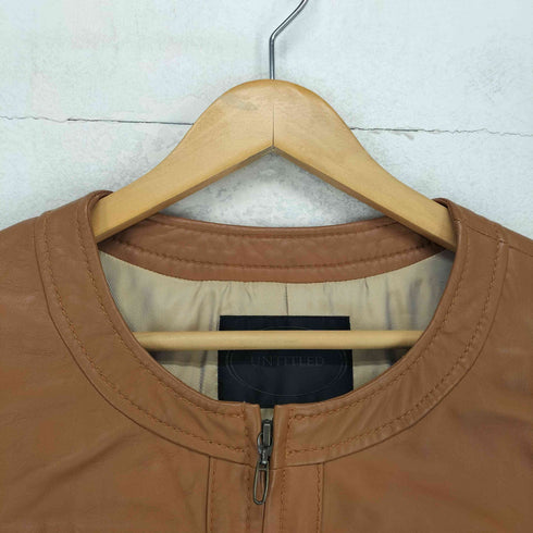 アンタイトル UNTITLED lamb leather ラムレザーノーカラージャケット レディース 2