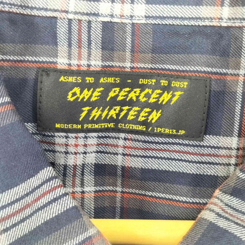 one percent thirteen NAVY TARTAN SHIRT オープンカラー シャツ メンズ JPN:XL