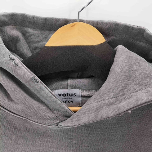 votus レイヤードデザインダメージ加工ピグメントフーディ メンズ