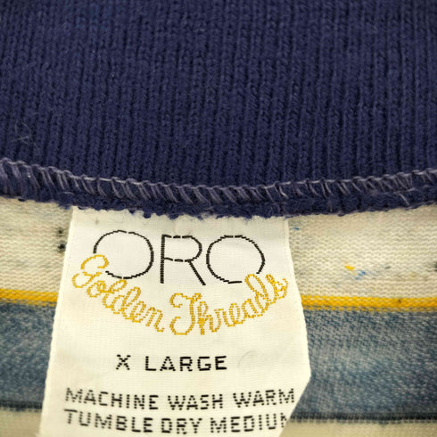 ORO Golden Threads 70-80S シースルー ボーダー S/S ポロシャツ VINTAGE メンズ import:XL