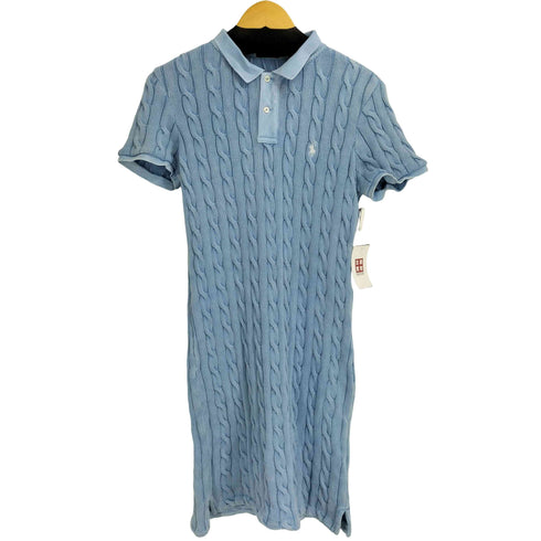 ポロラルフローレン POLO RALPH LAUREN スモールポニー刺繍 S/S ポロコットンケーブルニットワンピース レディース import:L