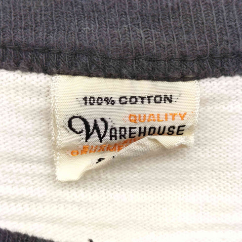 ウエアハウス WAREHOUSE キャラクター フロント フロッキー プリント ロゴ リンガー Tシャツ メンズ JPN:S
