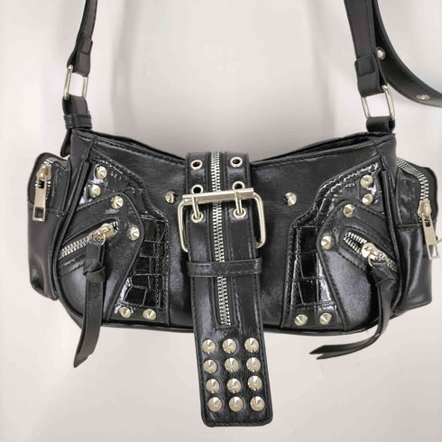 スタッズデザイン フェイクレザーショルダーバッグ メンズ